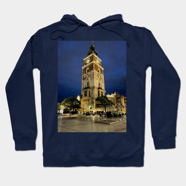 Town Hall Tower Krakow Poland Night Hoodie by Beautiful Cuteness